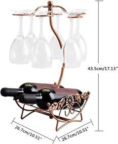 img 1 attached to 🍷 Homeme Freestanding Countertop Wine Rack & Stemware Holder - Bronze, Holds 2 Bottles and 6 Glasses