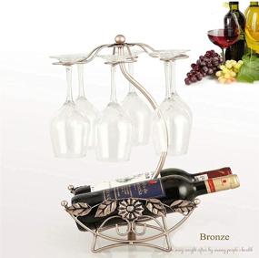 img 2 attached to 🍷 Homeme Freestanding Countertop Wine Rack & Stemware Holder - Bronze, Holds 2 Bottles and 6 Glasses