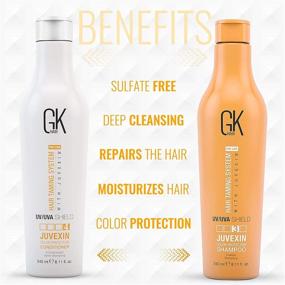 img 2 attached to 🌈 GK HAIR Global Keratin Colored Shield Shampoo and Conditioner Sets (8.11 Fl Oz/240ml) - Deep Cleansing Moisturizing Heat Shield Protection for Color Treated, Dry, Damaged, Curly, and Frizzy Hair - Sulfate Free