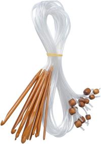img 1 attached to 🧶 Универсальный набор тунисских крючков для вязания (афганский стиль): 12 размеров, 1,2 м (48 дюймов) карбонизированная бамбуковая игла с кабелем и бусинами - идеально подходит для вязания ковров и многого другого.