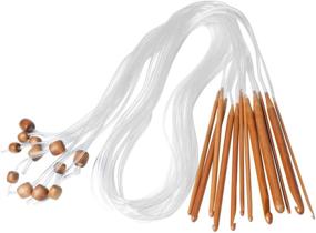 img 4 attached to 🧶 Универсальный набор тунисских крючков для вязания (афганский стиль): 12 размеров, 1,2 м (48 дюймов) карбонизированная бамбуковая игла с кабелем и бусинами - идеально подходит для вязания ковров и многого другого.