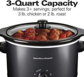 img 3 attached to Hamilton Beach 3-Quart Slow Cooker - Matte Black (33231) with Dishwasher-Safe Crock & Lid