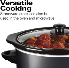 img 1 attached to Hamilton Beach 3-Quart Slow Cooker - Matte Black (33231) with Dishwasher-Safe Crock & Lid