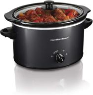 hamilton beach 3-quart slow cooker - matte black (33231) with dishwasher-safe crock & lid логотип