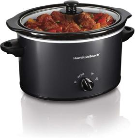 img 4 attached to Hamilton Beach 3-Quart Slow Cooker - Matte Black (33231) with Dishwasher-Safe Crock & Lid