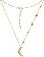 🌙 savlano 14k gold plated cz moon & stars pendant necklace - stunning 18-inch chain for women & girls logo