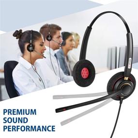 img 2 attached to 🎧 Noise-Canceling Cell Phone Headset with Microphone & Call Controls - Wired 3.5mm Computer Headset for iPhone, Samsung, PC, Laptop - Business Skype Softphone Call Center Office