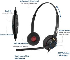 img 3 attached to 🎧 Noise-Canceling Cell Phone Headset with Microphone & Call Controls - Wired 3.5mm Computer Headset for iPhone, Samsung, PC, Laptop - Business Skype Softphone Call Center Office