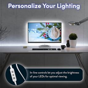 img 2 attached to 📺 Luminoodle XX-Large LED TV Backlight Strip - USB Bias Lighting for Ambient Home Theater Light, TV Accent Lighting to Reduce Eye Strain and Improve Contrast - White (60-80 Inches)