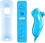 🎮 qumox blue remote game control with built-in motion plus, nunchuk controller and silicon case for wii and wii u логотип