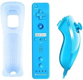 img 2 attached to 🎮 QUMOX Blue Remote Game Control with Built-in Motion Plus, Nunchuk Controller and Silicon Case for Wii and Wii U