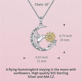 img 1 attached to Hummingbird Sunflower Necklace Sterling Pendant