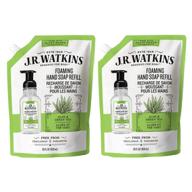 🧴 j.r. watkins aloe & green tea foaming hand soap refill pouch - 2 pack, 28 fl oz. scented foam handsoap for bathroom or kitchen. made in usa, cruelty-free. logo