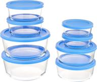 🍱 amazon basics glass food storage set: 16-piece, bpa-free lids & 8 containers логотип