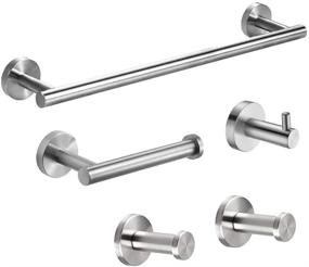 img 4 attached to 🛁 Vanloory 5-Piece Stainless Steel Bathroom Hardware Set - SUS304, Including Extended Hand Towel Bar, Toilet Paper Holder, and 3 Robe Towel Hooks - Bathroom Accessory Towel Bar Set