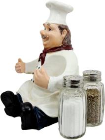 img 2 attached to 👨 Decorative Italian Chef Mario Salt and Pepper Shakers Holder Figurine for Chefs, Cooks, Bistros, and Restaurants - Kitchen Dining Centerpiece Decor with Restaurant Themed Statue (Single)