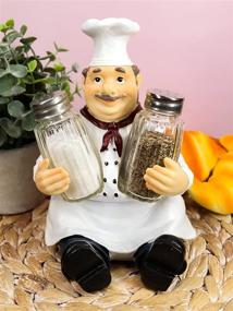 img 4 attached to 👨 Decorative Italian Chef Mario Salt and Pepper Shakers Holder Figurine for Chefs, Cooks, Bistros, and Restaurants - Kitchen Dining Centerpiece Decor with Restaurant Themed Statue (Single)