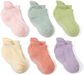 img 1 attached to EPEIUS Anti-Slip Baby Socks - Thick Cotton Ankle Socks with Grips for Toddler, Boys, Girls (6/12 Pack)