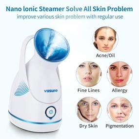 img 1 attached to VillSure Nano Ionic Facial Steamer: Portable 🌬️ Home Spa with Face Brushes and Hair Band