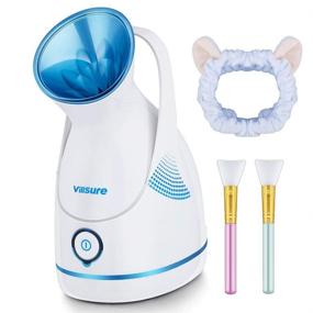 img 4 attached to VillSure Nano Ionic Facial Steamer: Portable 🌬️ Home Spa with Face Brushes and Hair Band