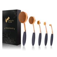 💄 get flawless makeup with beauty kate oval makeup brush set - 5 pcs professional oval toothbrush foundation contour concealer eyeliner blending cosmetic brushes tool set (rose gold black) logo