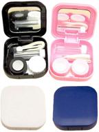 👁️ convenient and portable kiseer contact lens case, 4-piece mini travel plastic box with mirror stick tool set logo