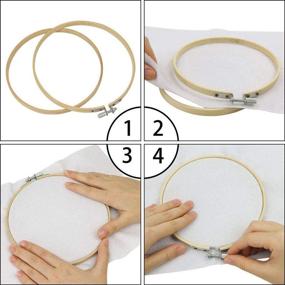 img 1 attached to WOWOSS 12pcs 3 Inch Embroidery Hoops Wooden Round Adjustable Bamboo Circles Cross Stitch Hoop Ring Bulk for Embroidery & Cross Stitch Crafts Sewing
