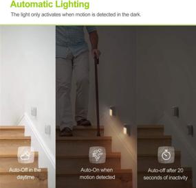 img 2 attached to 🔦 AUVON Motion Sensor Closet Lights - High & Medium Brightness LED Night Light (3 Pack) - Stick-On Cordless Battery Operated - Wall Lights for Hallway, Stairs, Kitchen, Bathroom, Bedroom - Convenient Lighting Solution