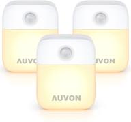 🔦 auvon motion sensor closet lights - high & medium brightness led night light (3 pack) - stick-on cordless battery operated - wall lights for hallway, stairs, kitchen, bathroom, bedroom - convenient lighting solution логотип