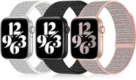 iwabcertoo 3 pack нейлоновые спортивные петли для apple watch - совместимые с 38mm 40mm 41mm 42mm 44mm 45mm - нейлоновые липучки для спортивных мягких запасных браслетов универсального размера - совместимые с iwatch series 7 6 5 4 3 2 1 se. логотип