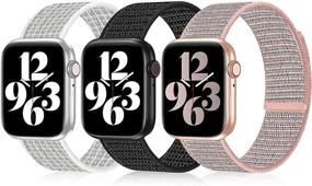 img 4 attached to iWabcertoo 3 Pack Нейлоновые спортивные петли для Apple Watch - Совместимые с 38MM 40MM 41MM 42MM 44MM 45MM - Нейлоновые липучки для спортивных мягких запасных браслетов универсального размера - Совместимые с iWatch Series 7 6 5 4 3 2 1 SE.