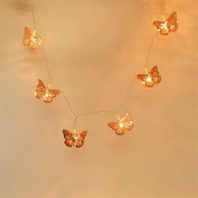 img 2 attached to 🦋 CVHOMEDECO Rose Gold Metal Butterfly LED String Lights: Battery Operated with Timer for Home Wedding Party, Birthday, Valentine's Day, and Seasonal Décor