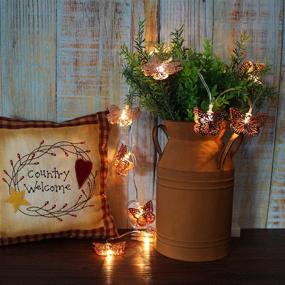img 1 attached to 🦋 CVHOMEDECO Rose Gold Metal Butterfly LED String Lights: Battery Operated with Timer for Home Wedding Party, Birthday, Valentine's Day, and Seasonal Décor