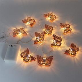 img 3 attached to 🦋 CVHOMEDECO Rose Gold Metal Butterfly LED String Lights: Battery Operated with Timer for Home Wedding Party, Birthday, Valentine's Day, and Seasonal Décor