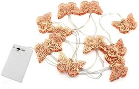 img 4 attached to 🦋 CVHOMEDECO Rose Gold Metal Butterfly LED String Lights: Battery Operated with Timer for Home Wedding Party, Birthday, Valentine's Day, and Seasonal Décor