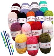 lovlim crochet yarn kit: 16 soft cotton yarn skeins with 1000+ yards – perfect for crochet, knitting, and crafts. includes free crochet/amigurumi patterns. ideal starter kit with craft dk yarn logo