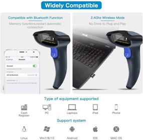 img 2 attached to 🔍 NETUM 3-in-1 2.4G Wireless, USB2.0 Wired, and Bluetooth Barcode Scanner for 1D QR PDF417 Data Matrix Bar Codes. Cordless CMOS Image Barcode Reader for Mobile Payment, Computer Screen. Compatible with W8-X.