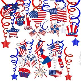 img 2 attached to Red White Blue Patriotic Party Decorations Set: Bulk Assortment of Crepe Paper Streamers, Hanging Swirls, Foil Steamers, with American Flag Star Cutouts - Ideal for 4th of July, Independence Day, Memorial Day