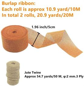 img 3 attached to CraftWreath Burlap Ribbon Set - 2 Rolls, 21.87 Yards, 2 inch Width - Ideal for Crafting, Wrapping Bows, Christmas Tree Décor (Orange+Natural Colors) + Bonus Jute Twine