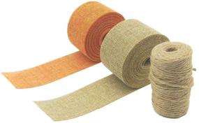 img 2 attached to CraftWreath Burlap Ribbon Set - 2 Rolls, 21.87 Yards, 2 inch Width - Ideal for Crafting, Wrapping Bows, Christmas Tree Décor (Orange+Natural Colors) + Bonus Jute Twine