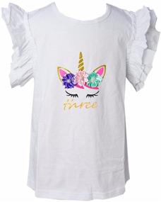 img 1 attached to 🌸 Kirei Sui 1st ~ 9th Birthday Girl: Pastel Flower Unicorn Flutter Tee - Adorable Celebration Attire