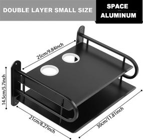 img 1 attached to 📶 Z-COLOR Small Black Metal WiFi Router Storage Box - Double Wireless TV Set Box Shelf Wall Hanging Plug Board Bracket Cable Organizer