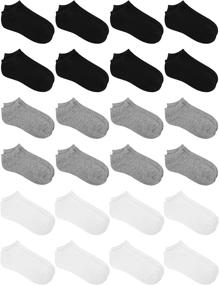 img 4 attached to 🧦 URATOT 24 Pairs Kids' Low Cut Socks - High-Quality Boys' or Girls' Half Cushion Socks - Comfortable & Durable Athletic Ankle Socks