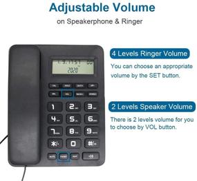 img 2 attached to 📞 HePesTer P-33 Basic Corded Phone for Home Office with Caller ID, Calculator, Speakerphone, Mute Function - Black