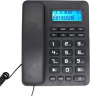 📞 hepester p-33 basic corded phone for home office with caller id, calculator, speakerphone, mute function - black logo