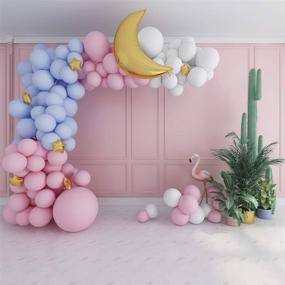 img 3 attached to 🎈 120PCs Partopia Balloon Garland Arch Kit with Extra Large Pink, Blue, and White Balloons, Gold Foil Stars & Moon Decorations for Baby Shower, Birthday, Wedding, Bridal Shower