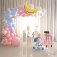 🎈 120pcs partopia balloon garland arch kit with extra large pink, blue, and white balloons, gold foil stars & moon decorations for baby shower, birthday, wedding, bridal shower логотип