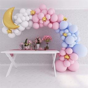 img 2 attached to 🎈 120PCs Partopia Balloon Garland Arch Kit with Extra Large Pink, Blue, and White Balloons, Gold Foil Stars & Moon Decorations for Baby Shower, Birthday, Wedding, Bridal Shower