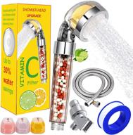 vitamin c shower head filter: hard water softener with replacement hose filters - enhances hair and skin - water purifying filtered showerhead with beads - minimizes dryness and hair loss logo