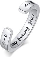 sterling silver engraved 'keep going' ring - inspirational jewelry for men, 💪 women, teens, and girls - encouragement cuff rings - comes in gift box logo